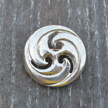 Triskele Brooch (Rounded Design), Handcast Pewter, Polished Finish