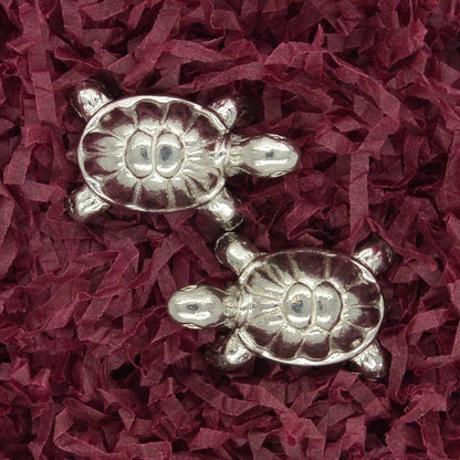 Two Tortoise Figurines, Tortoise Charms, Tortoise Totems, Handmade, in Fine Pewter, by William Sturt