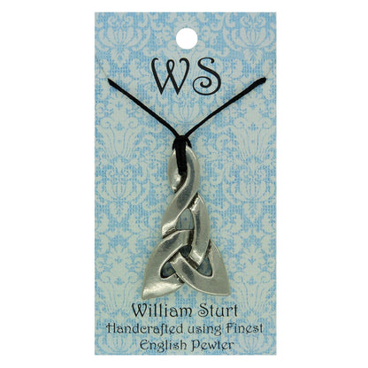 Triquetra Pendant Necklace (Triangular Design), Handcast Pewter Pendant on Adjustable Waxed Cord
