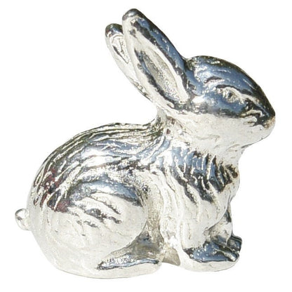 Rabbit Figurines, Two Tiny Rabbits, Handmade, in Fine Pewter, by William Sturt