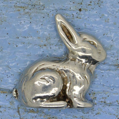 Rabbit Figurines, Two Tiny Rabbits, Handmade, in Fine Pewter, by William Sturt