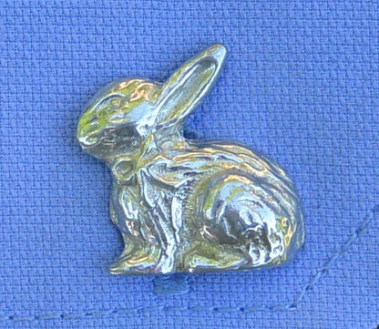Rabbit Figurines, Two Tiny Rabbits, Handmade, in Fine Pewter, by William Sturt