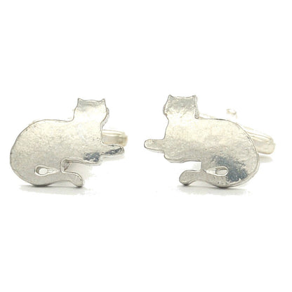 Cat Cufflinks & Tie Clip Set, Handcast, in Fine Pewter, by William Sturt