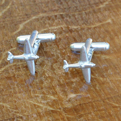 Spitfire Cufflinks, Handcast Pewter Cufflinks, Polished Finish