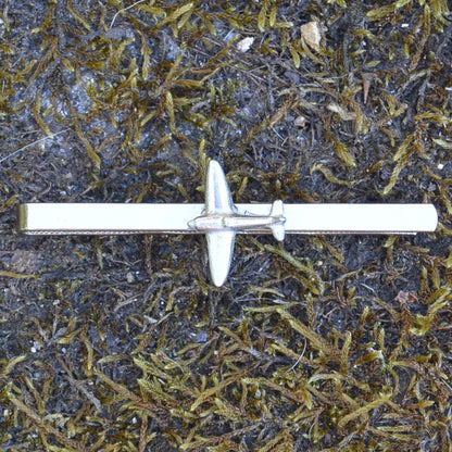 Spitfire Tie Clip (Aircraft Design), Handcast Pewter Tie Clip, Polished Finish