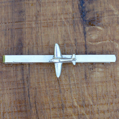 Spitfire Tie Clip (Aircraft Design), Handcast Pewter Tie Clip, Polished Finish