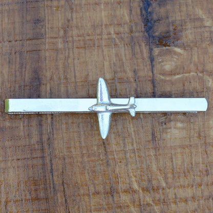 Spitfire Cufflinks and Tie Clip Set, Airplane Cufflinks and Tie Clip, Handmade, in Fine Pewter, by William Sturt