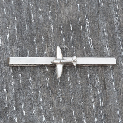 Spitfire Cufflinks and Tie Clip Set, Airplane Cufflinks and Tie Clip, Handmade, in Fine Pewter, by William Sturt