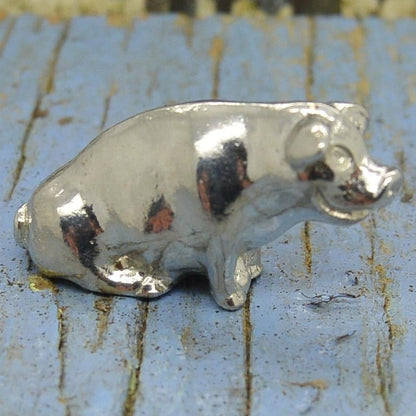 Pig Figurine, Sitting Pig, Collectible Pig, Handmade, in Fine Pewter, by William Sturt