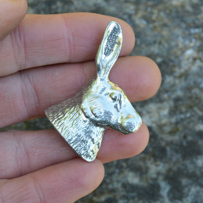 Hares Head Kitchen Knobs, Rabbit Drawer Knobs, Cabinet Knobs, Handmade, in Fine Pewter, by William Sturt