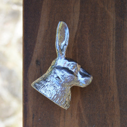 Hares Head Kitchen Knobs, Rabbit Drawer Knobs, Cabinet Knobs, Handmade, in Fine Pewter, by William Sturt