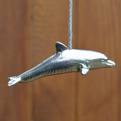 Swimming Dolphin Light Pull, Handcast Pewter, Polished Finish