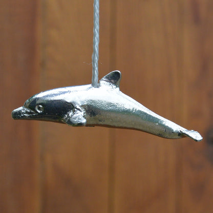 Swimming Dolphin Light Pull, Handcast Pewter, Polished Finish