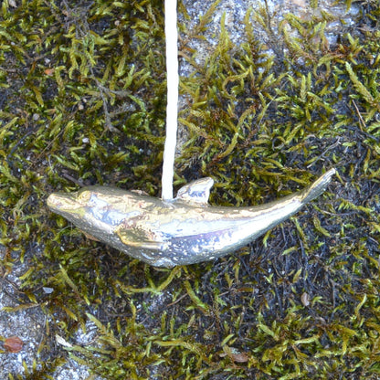 Leaping Dolphin Light Pull, Handcast Pewter, Polished Finish