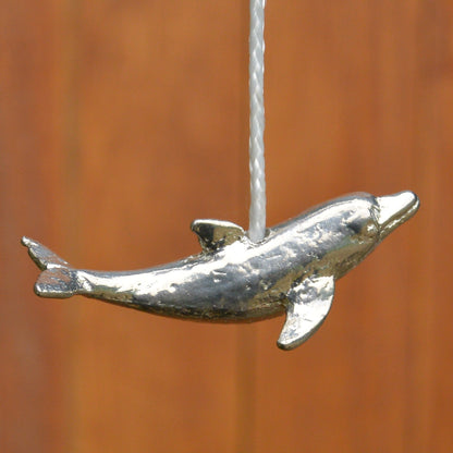 Leaping Dolphin Light Pull, Handcast Pewter, Polished Finish