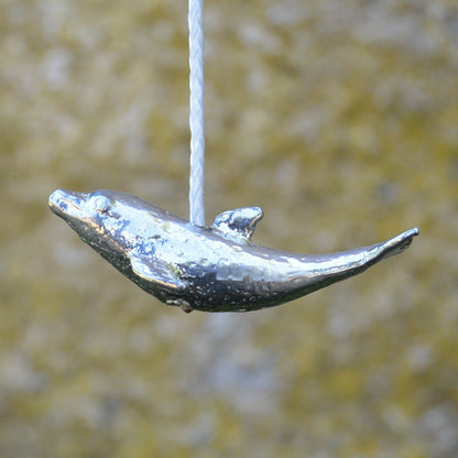 Leaping Dolphin Light Pull, Handcast Pewter, Polished Finish