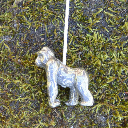 Gorilla Light Pull, Handcast Pewter, Polished Finish