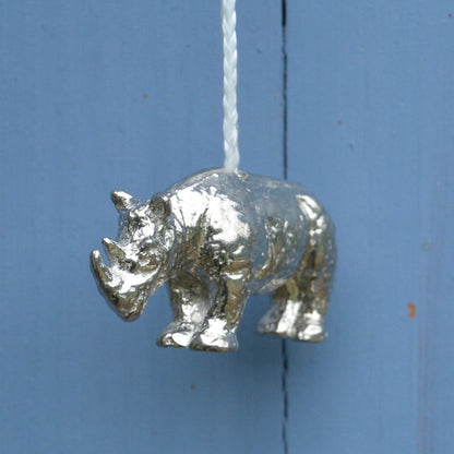 Rhino Light Pull, Handcast Pewter, Polished Finish