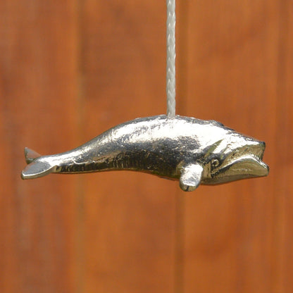 Swimming Whale Light Pull, Handcast Pewter, Polished Finish