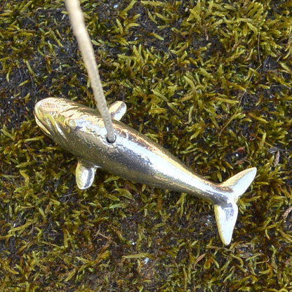 Swimming Whale Light Pull, Handcast Pewter, Polished Finish