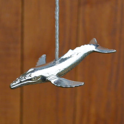 Diving Whale Light Pull, Handcast Pewter, Polished Finish