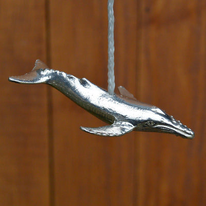 Diving Whale Light Pull, Handcast Pewter, Polished Finish