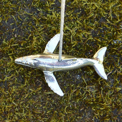 Diving Whale Light Pull, Handcast Pewter, Polished Finish