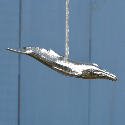 Diving Whale Light Pull, Handcast Pewter, Polished Finish