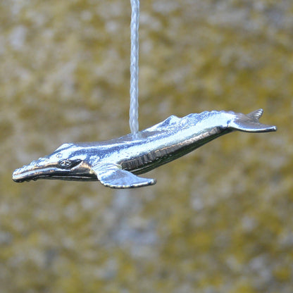 Diving Whale Light Pull, Handcast Pewter, Polished Finish