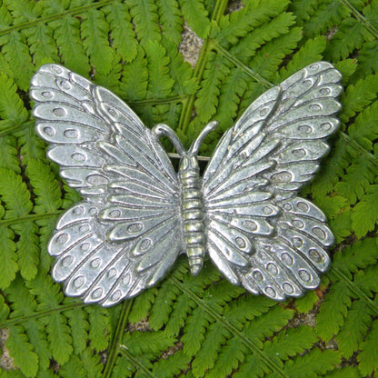 Butterfly Scarf Ring, Handcast Pewter, Polished Finish