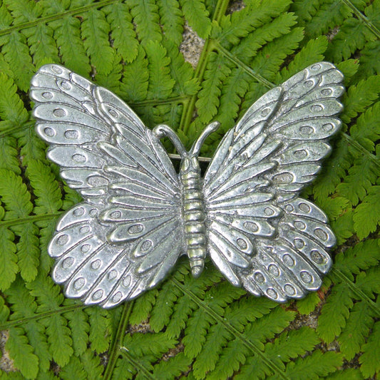 Butterfly Scarf Ring, Handcast Pewter, Polished Finish