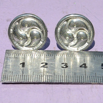 Triskelion Cufflinks, Handcast Pewter Cufflinks, Polished Finish