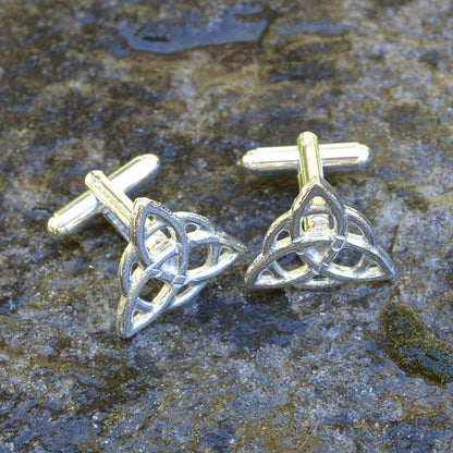 Triquetra (Trinity Knot) Cufflinks, Handcast Pewter Cufflinks, Polished Finish