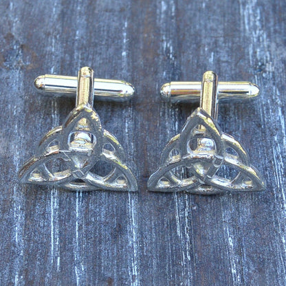 Triquetra (Trinity Knot) Cufflinks, Handcast Pewter Cufflinks, Polished Finish