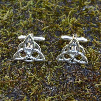 Triquetra (Trinity Knot) Cufflinks, Handcast Pewter Cufflinks, Polished Finish