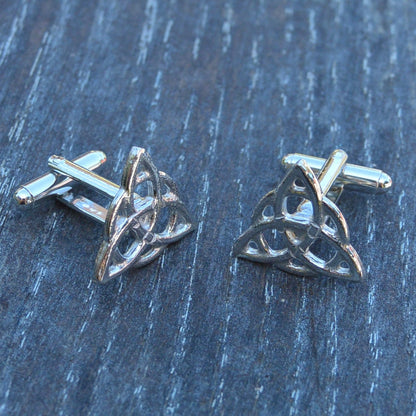 Triquetra (Trinity Knot) Cufflinks, Handcast Pewter Cufflinks, Polished Finish