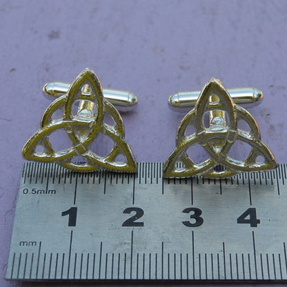 Triquetra (Trinity Knot) Cufflinks, Handcast Pewter Cufflinks, Polished Finish
