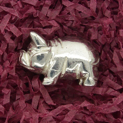 Pig Figurine, Kune Kune Pig Miniature, Kune Kune Pig Sculpture, Handmade, in Fine Pewter, by William Sturt