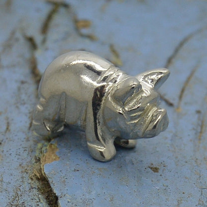 Pig Figurine, Kune Kune Pig Miniature, Kune Kune Pig Sculpture, Handmade, in Fine Pewter, by William Sturt