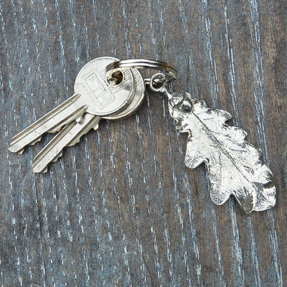 Oak Leaf Keyring, Acorn and Oak Key Fob, Handmade, by William Sturt, in Fine Pewter