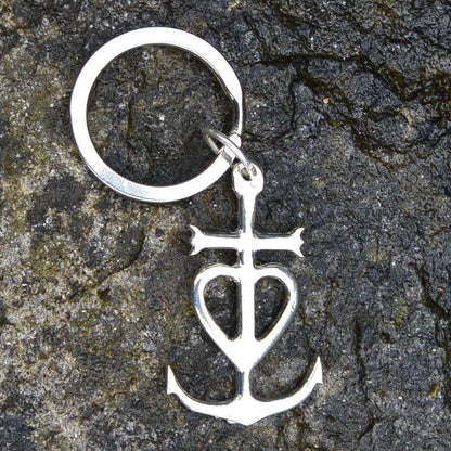 Camargue Cross Keyring, Croix de Camargue Key Fob, Handmade, by William Sturt, in Fine Pewter