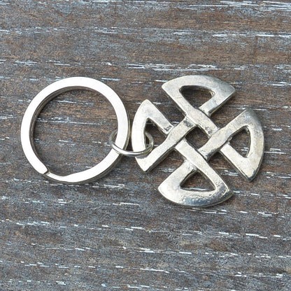 Celtic Love Knot Keyring, Celtic Knot Key Fob, Handmade, by William Sturt, in Fine Pewter
