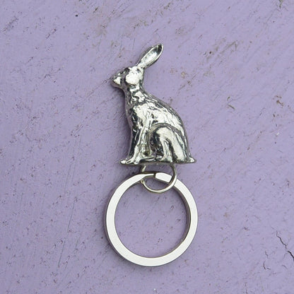 Hare Keyring, Hare Key Fob, Handmade, by William Sturt, in Fine Pewter