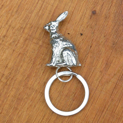 Hare Keyring, Hare Key Fob, Handmade, by William Sturt, in Fine Pewter