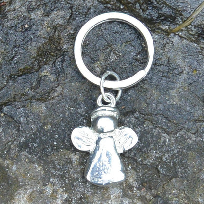 Guardian Angel Keyring, Bereavement  Gift,  Angel Key Fob, Handmade, by William Sturt, in Fine Pewter
