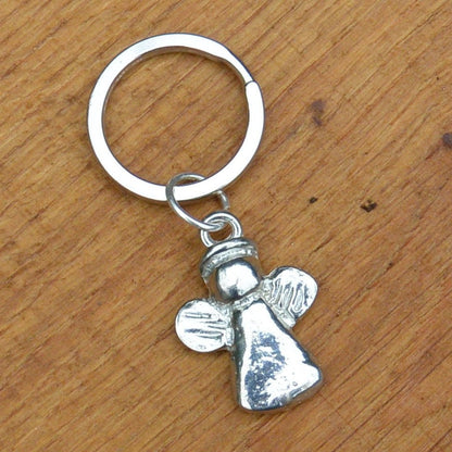 Guardian Angel Keyring, Bereavement  Gift,  Angel Key Fob, Handmade, by William Sturt, in Fine Pewter