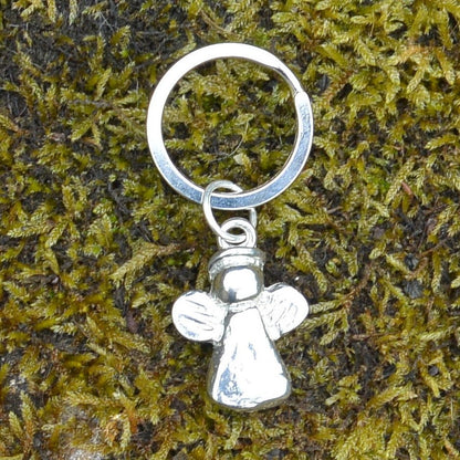 Guardian Angel Keyring, Bereavement  Gift,  Angel Key Fob, Handmade, by William Sturt, in Fine Pewter