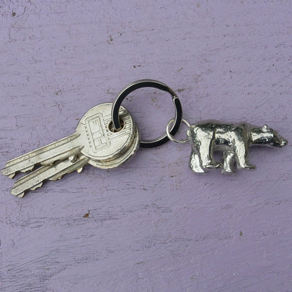 Polar Bear Keyring, Polar Bear Keychain, Handmade, by William Sturt, in Fine Pewter