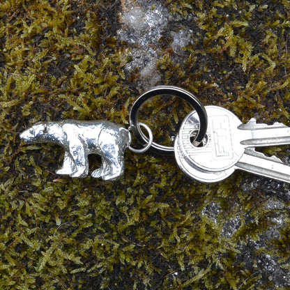 Polar Bear Keyring, Polar Bear Keychain, Handmade, by William Sturt, in Fine Pewter