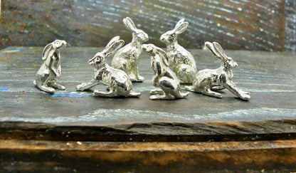Miniature Hare Figurine, Handmade in Fine Pewter by William Sturt